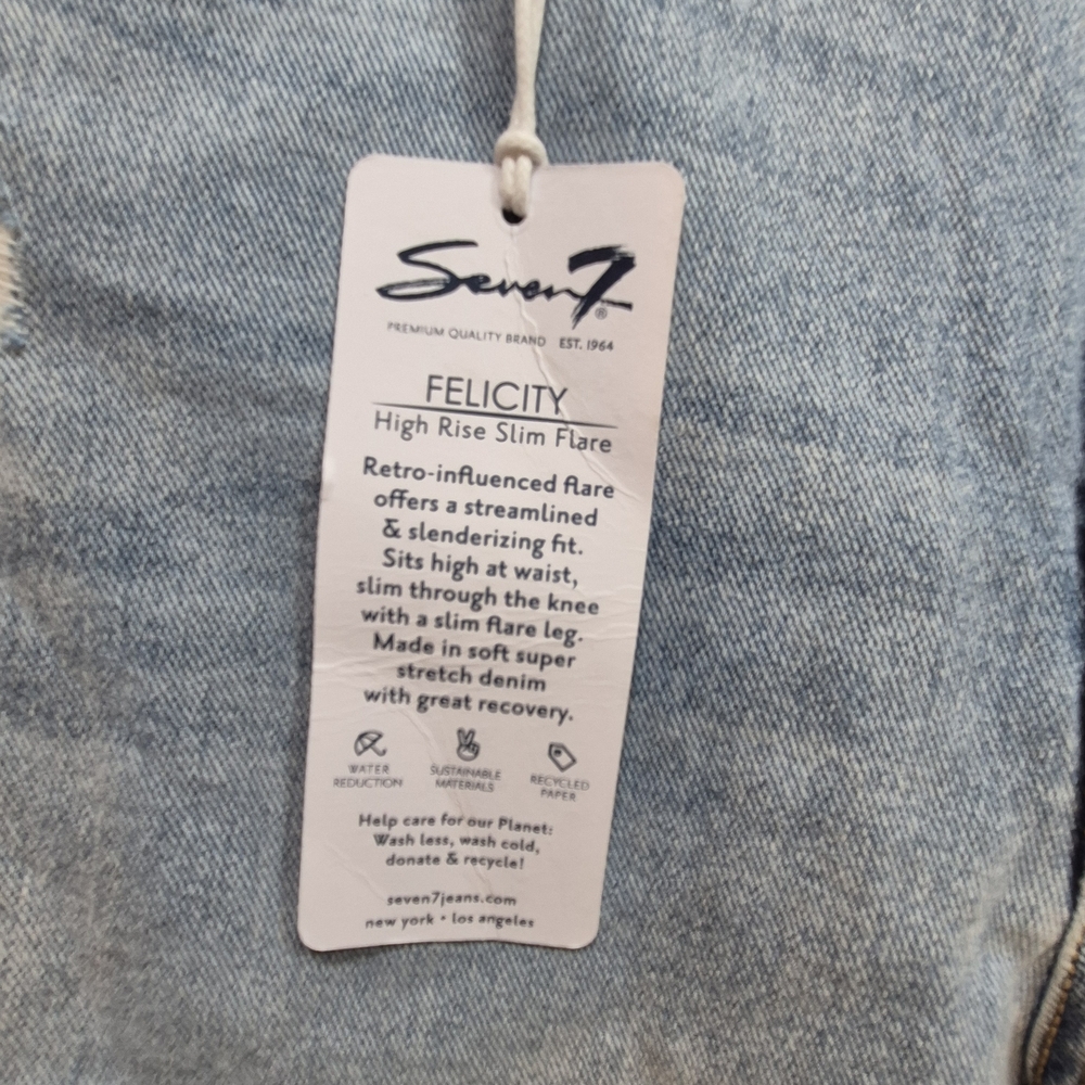 Seven7 Women's Flare Jeans - Distressed Blue - Picture 2 of 8